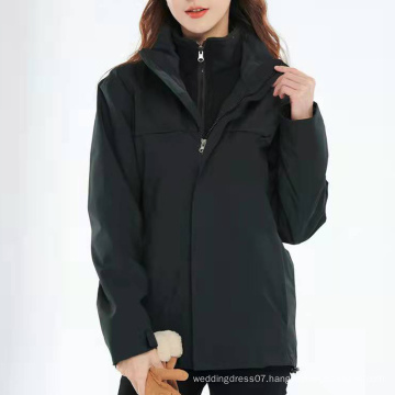 Women's Red Plus Size Spandex Thickened Fleece Parka